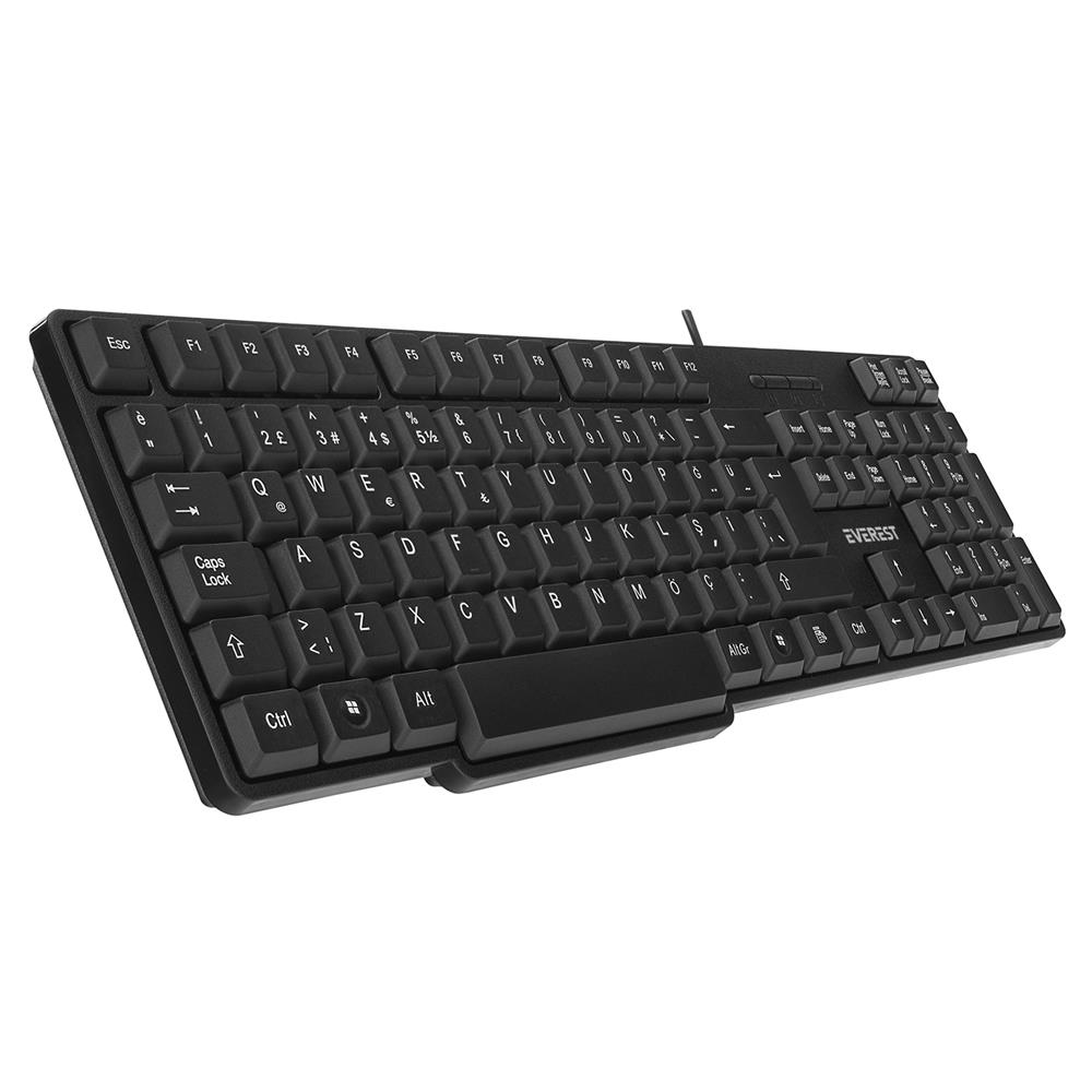 Everest KB-517U Siyah 2MT Bakır Kablolu USB Q Standart Klavye